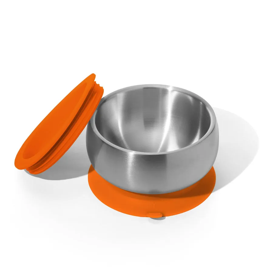 Avanchy Stainless Steel Suction Baby Bowl Lid Orange