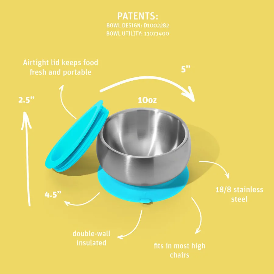 Avanchy Stainless Steel Suction Baby Bowl Lid Orange