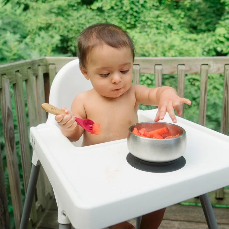 Avanchy Stainless Steel Suction Baby Bowl Lid Orange