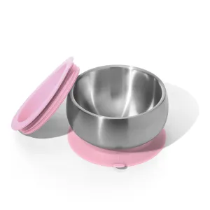 Avanchy Stainless Steel Suction Baby Bowl Lid Pink