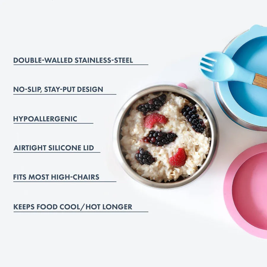 Avanchy Stainless Steel Suction Baby Bowl Lid Pink