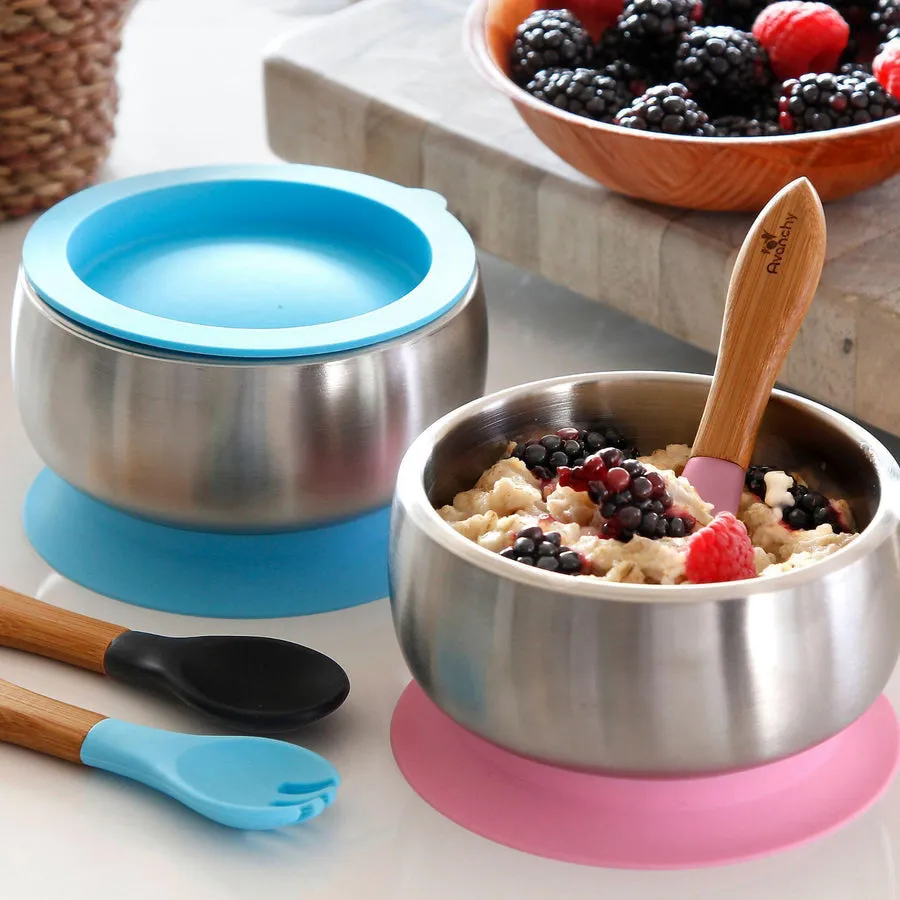 Avanchy Stainless Steel Suction Baby Bowl Lid Pink