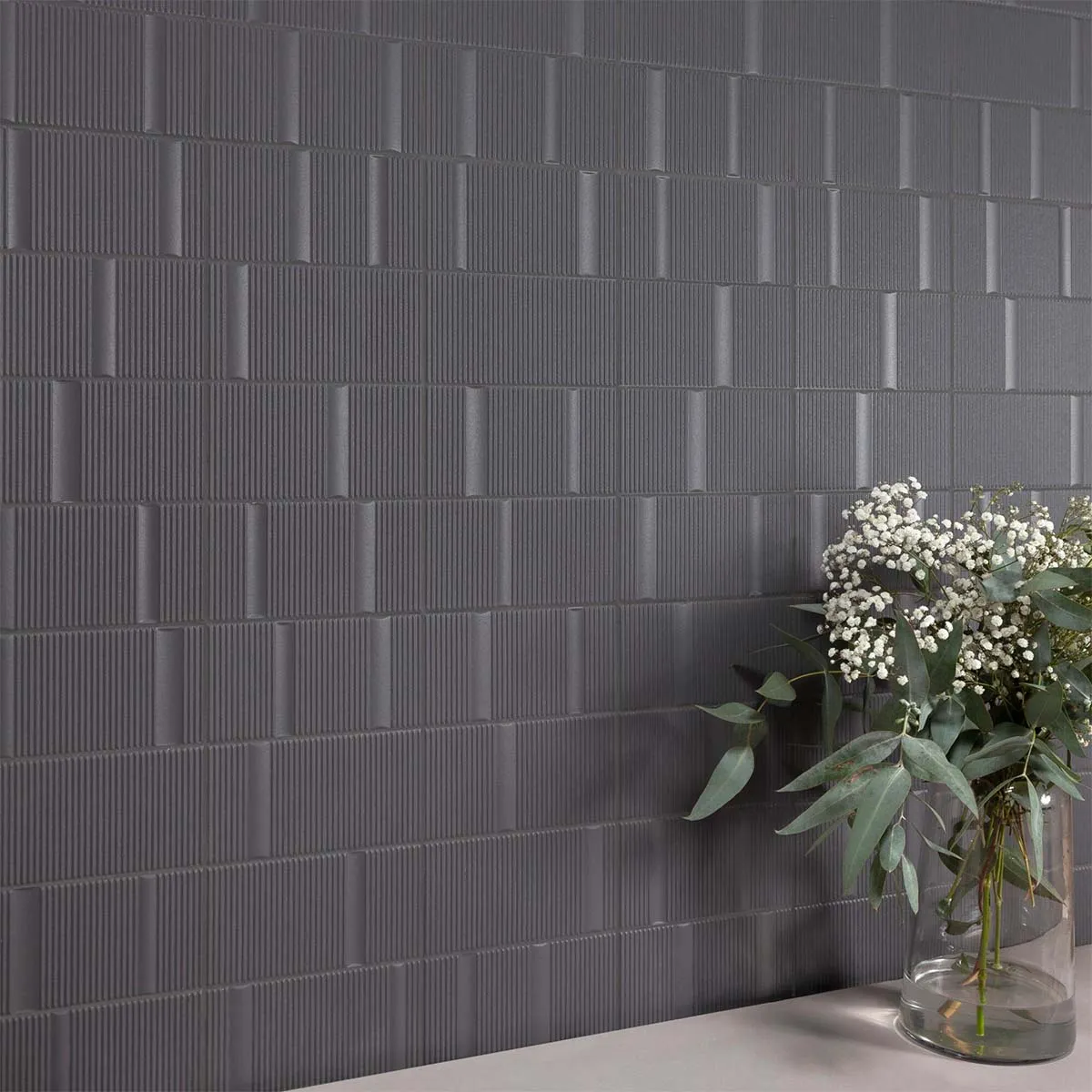 Beat Anthracite Decor Wall Tile 20x40cm Matt