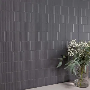 Beat Anthracite Decor Wall Tile 20x40cm Matt