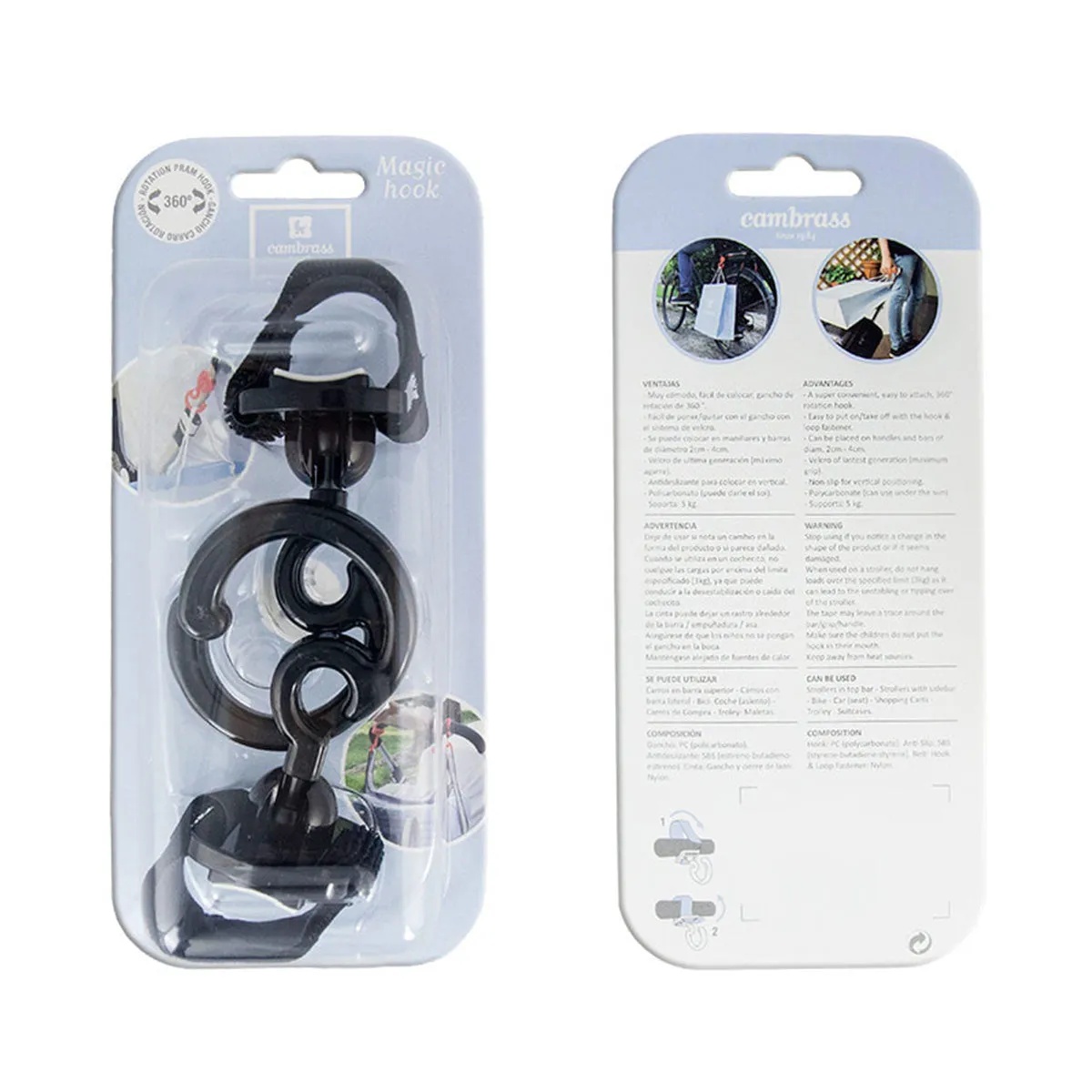Cambrass Stroller Magic Hook Solid 1647 Black