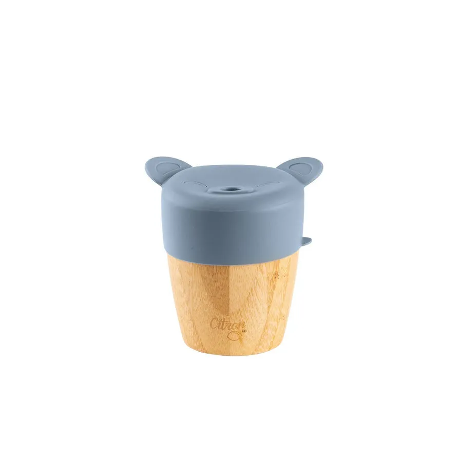 Citron Bamboo Cup with 2 Lids and Straw - Dusty Blue