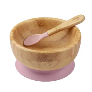 Citron Bamboo Suction Bowl with Spoon - Blush Pink