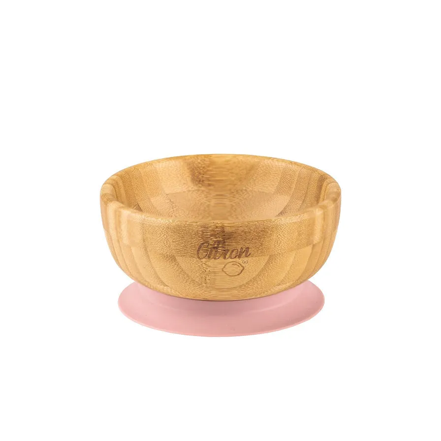 Citron Bamboo Suction Bowl with Spoon - Blush Pink