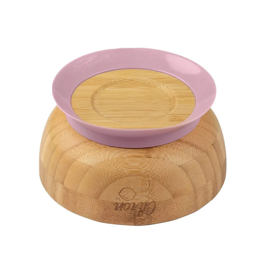 Citron Bamboo Suction Bowl with Spoon - Blush Pink