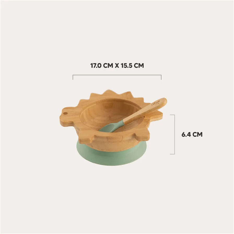 Citron Bamboo Suction Bowl with Spoon - Dino