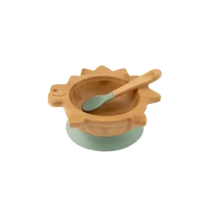 Citron Bamboo Suction Bowl with Spoon - Dino