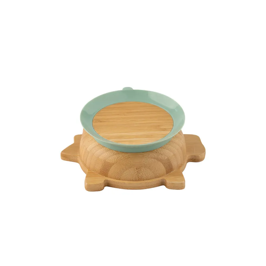 Citron Bamboo Suction Bowl with Spoon - Dino