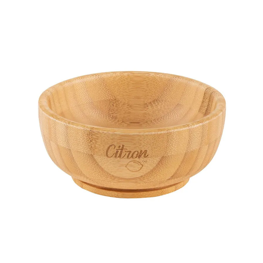 Citron Bamboo Suction Bowl with Spoon - Dusty Blue