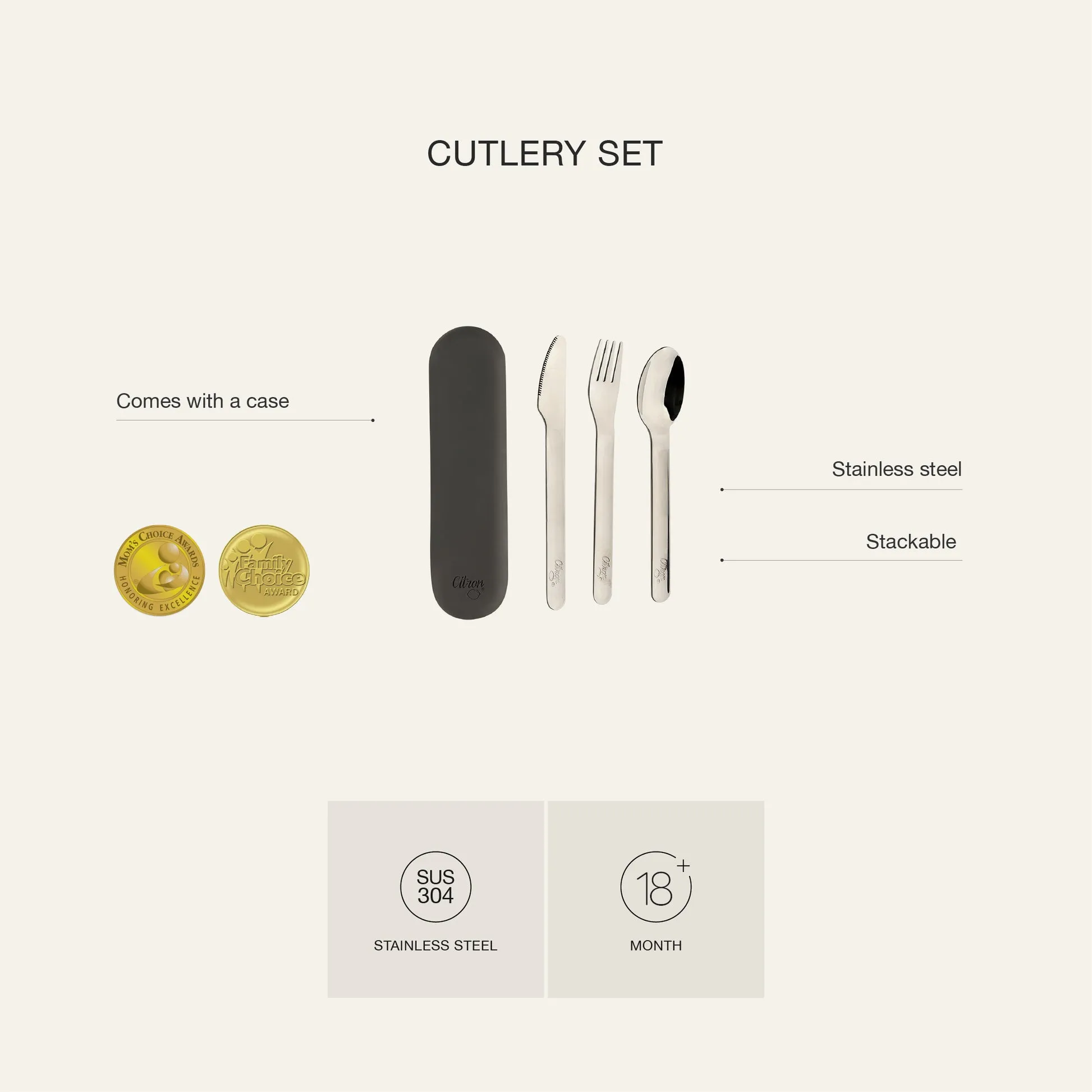 Citron Cutlery Set - Dino - Green