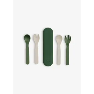 Citron PLA Set of 2 Cutlery and Case Green/Cream