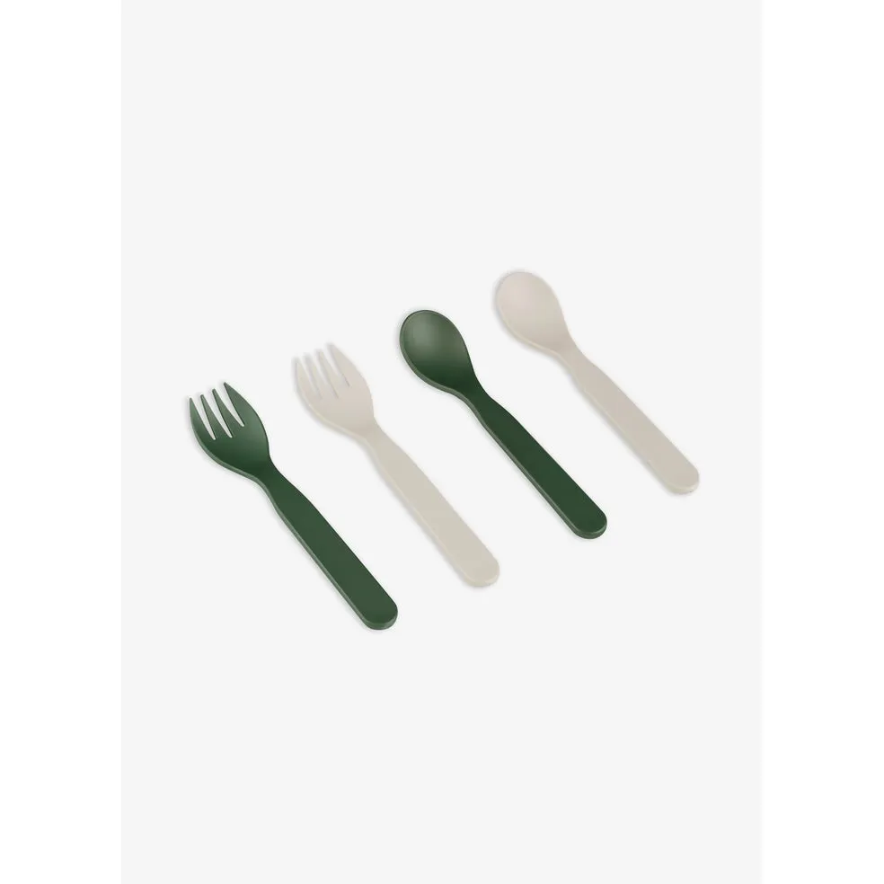 Citron PLA Set of 2 Cutlery and Case Green/Cream