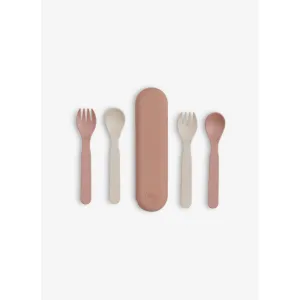 Citron PLA Set of 2 Cutlery And Case Pink/Cream