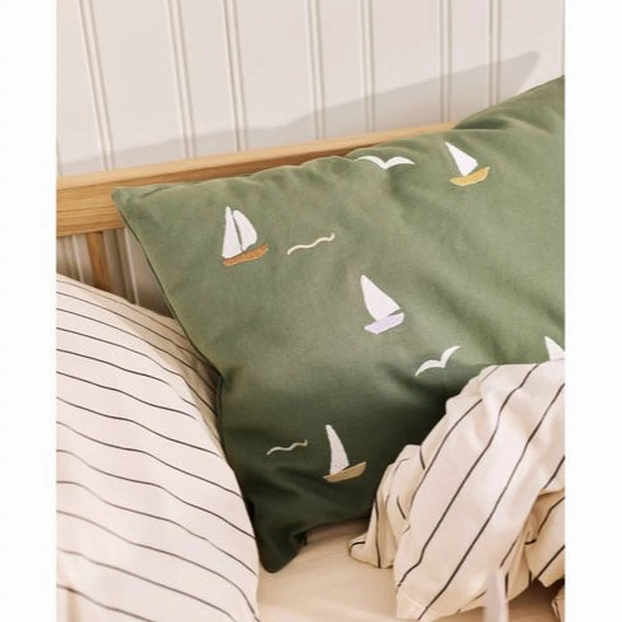 Dear April Cinna Cushion, Embroidered Canvas, 40X60 CM, Sailboats