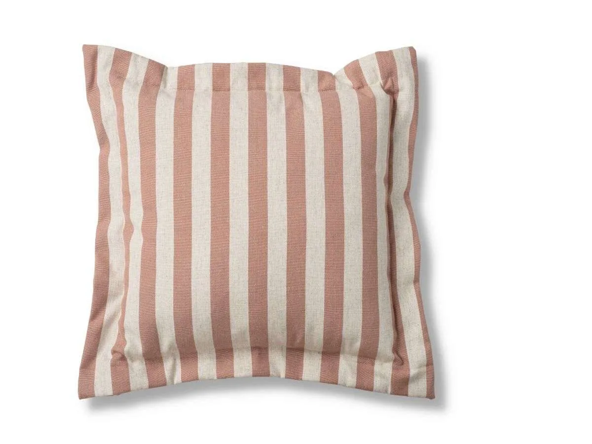 Eva Linen Blend Thick Stripe Cushion - Rose Tan Mocka
