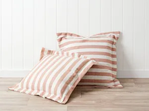 Eva Linen Blend Thick Stripe Cushion - Rose Tan Mocka