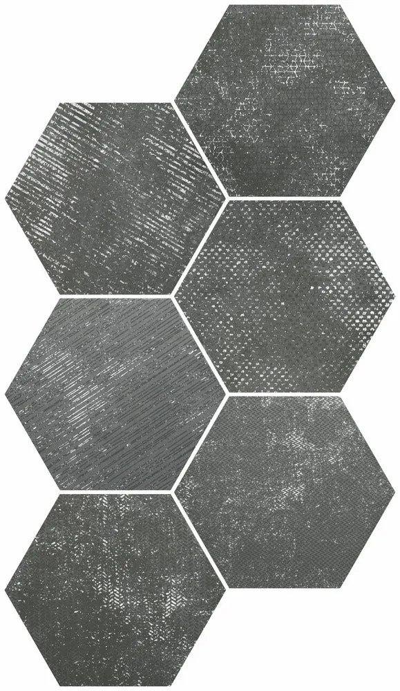 Fiori Lava Decor Hexagonal Porcelain Tile 23x27cm Matt
