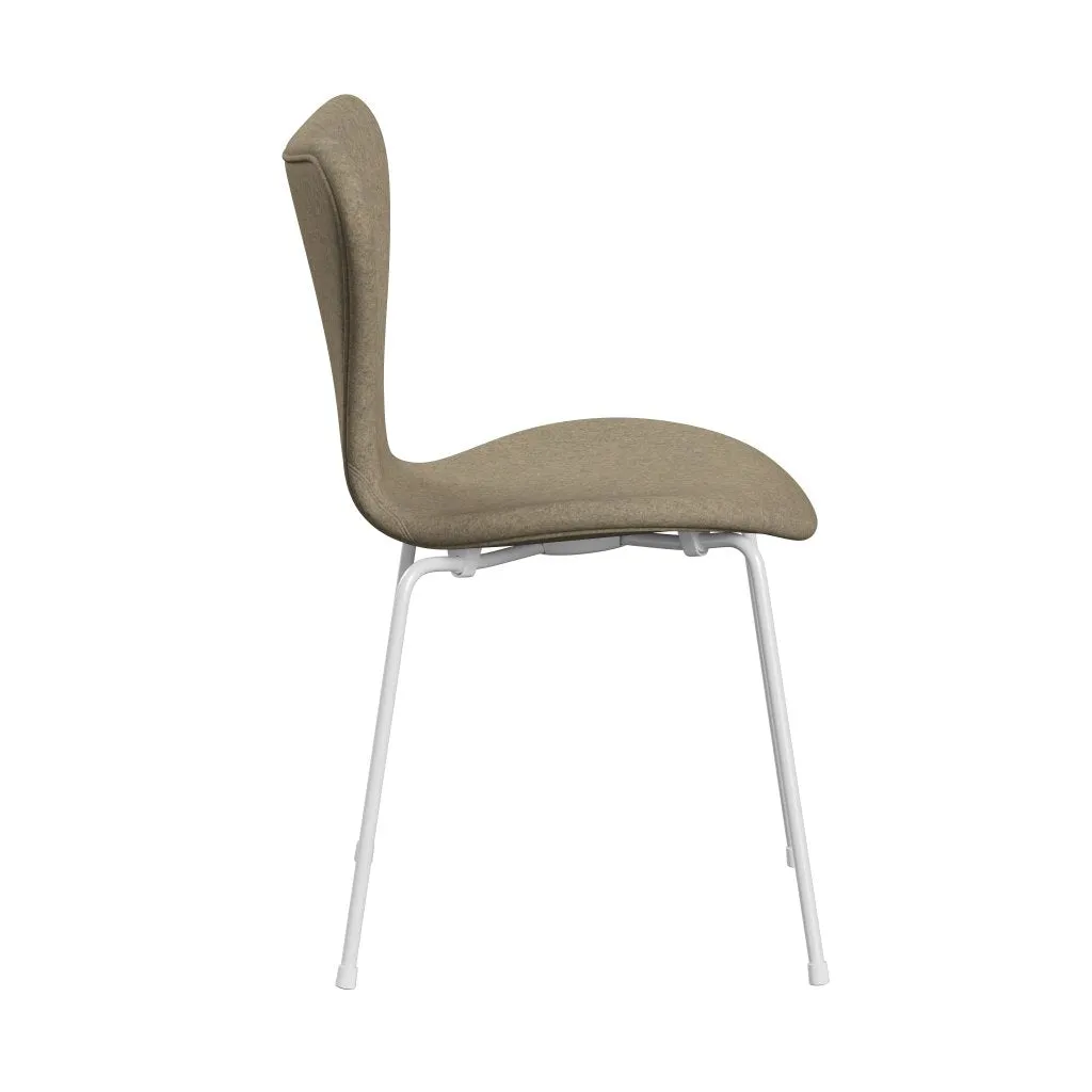 Fritz Hansen Series 7™ Chair Full Upholstery, White/Divina Melange Grey Sand