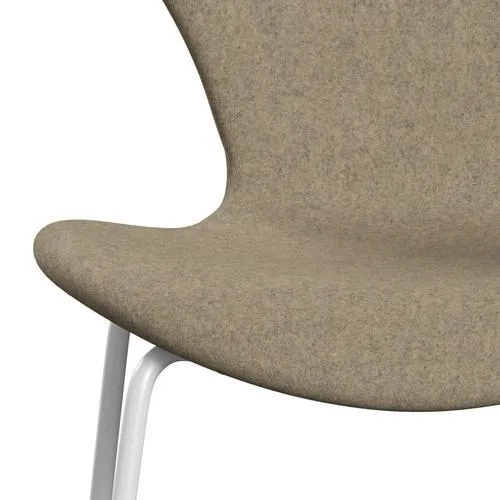 Fritz Hansen Series 7™ Chair Full Upholstery, White/Divina Melange Grey Sand