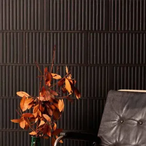 FS Loft Black Decor Wall Tile 20x40cm Matt