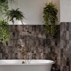 FS Raku Black Decor Wall Tile 20x40cm Matte