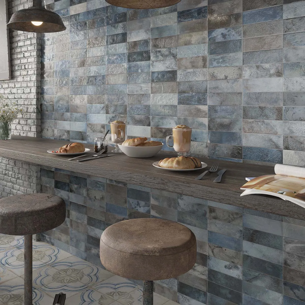 FS Raku Blue Decor Wall Tile 20x40cm Matte