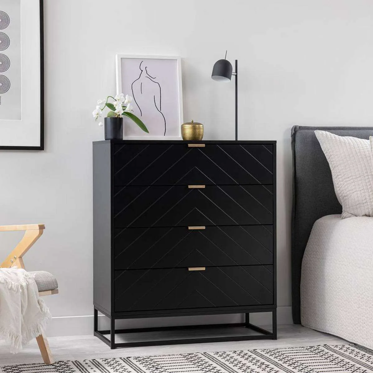 Inca Four Drawer - Black Mocka