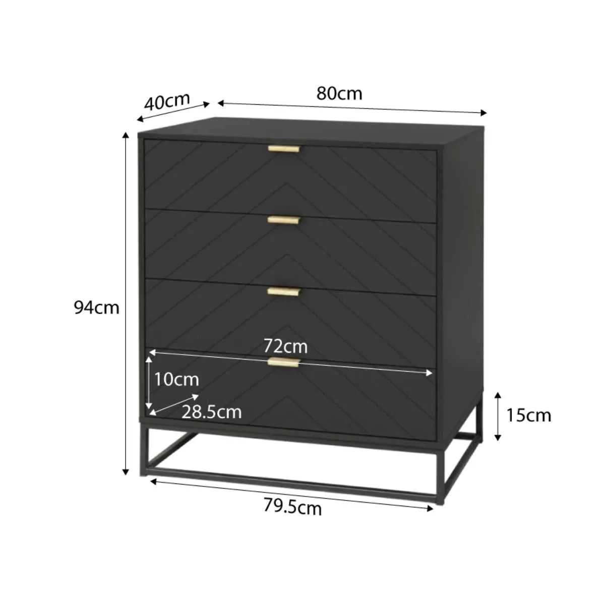 Inca Four Drawer - Black Mocka