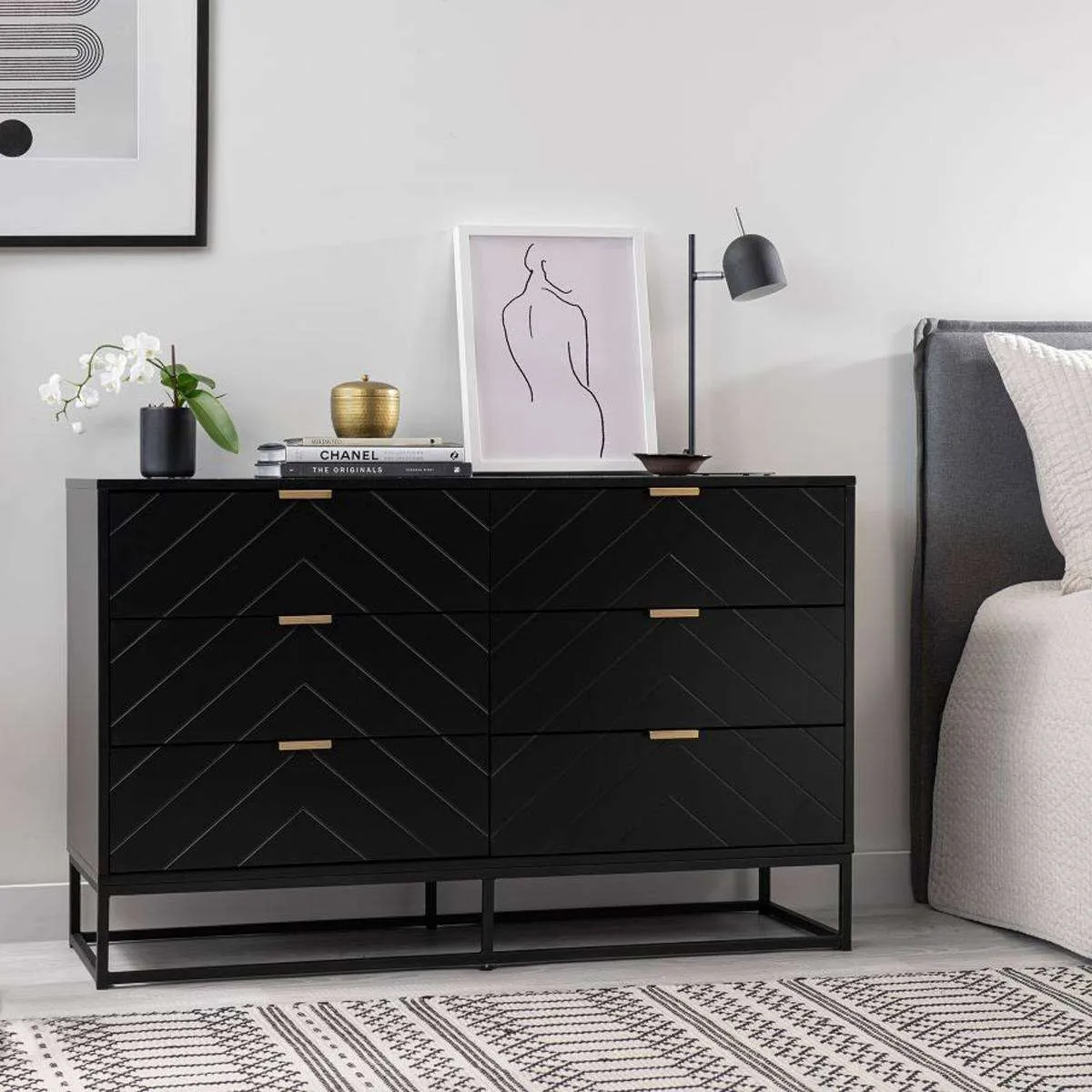 Inca Six Drawer - Black Mocka