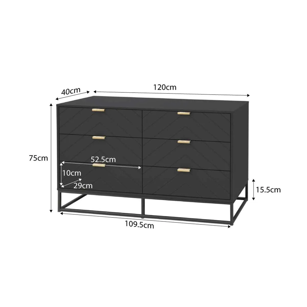 Inca Six Drawer - Black Mocka