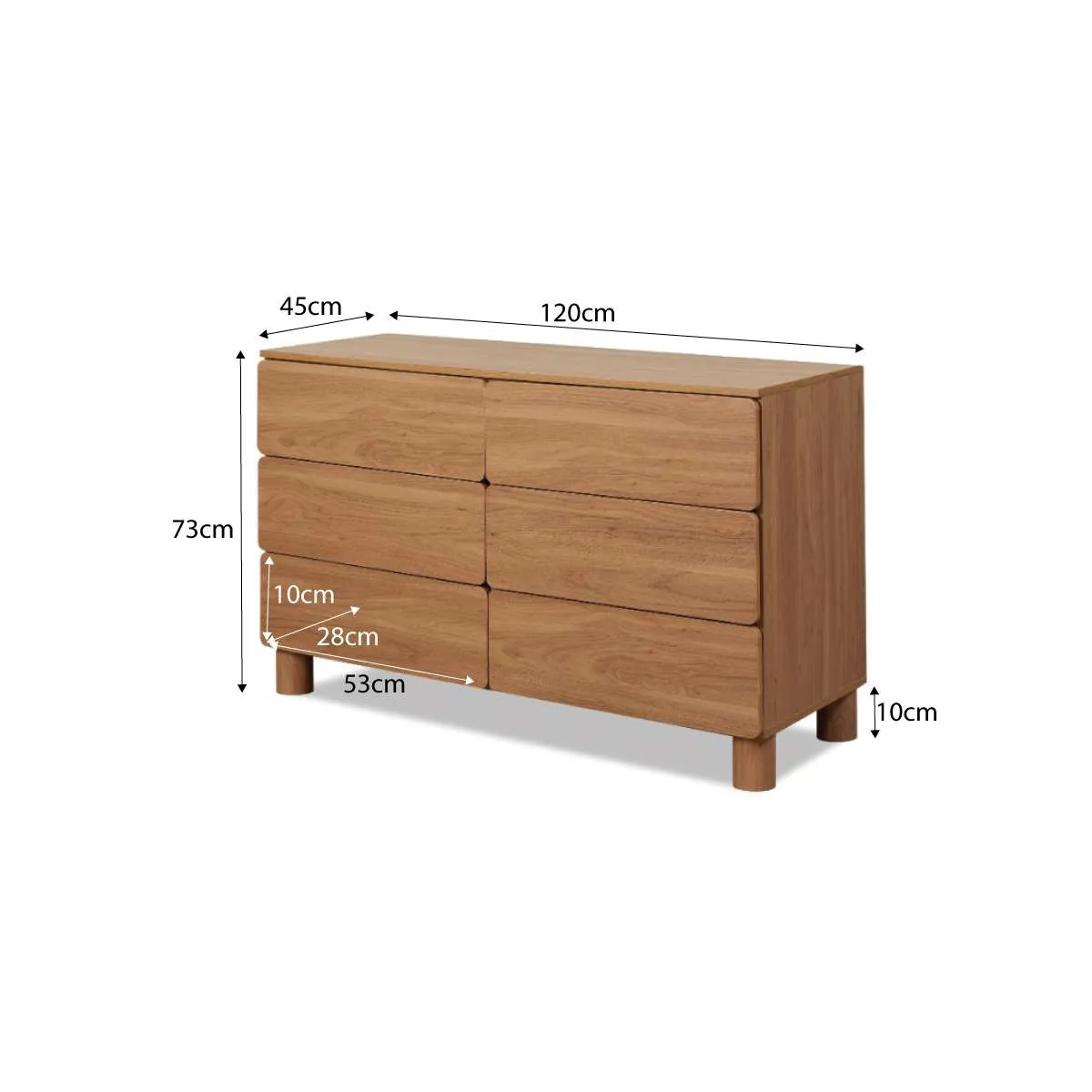 Leeroy Six Drawer - Hazelnut Mocka