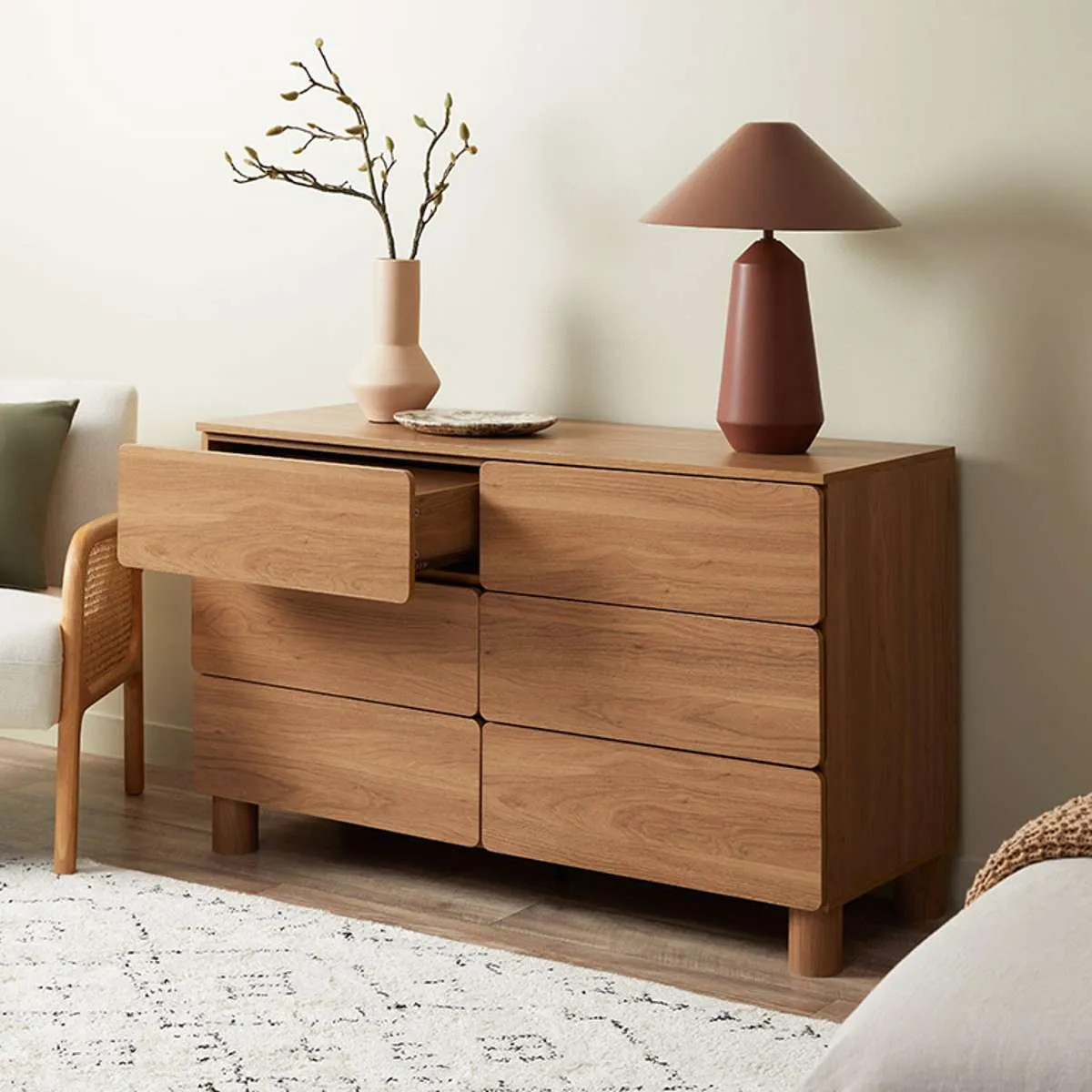 Leeroy Six Drawer - Hazelnut Mocka