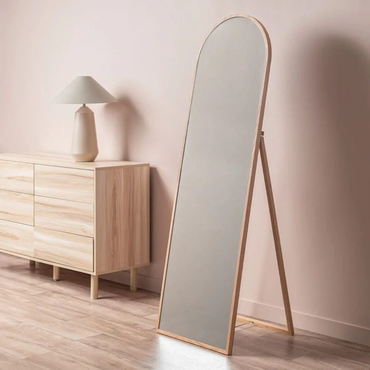 Lena Full Length Arch Oak Mirror Mocka