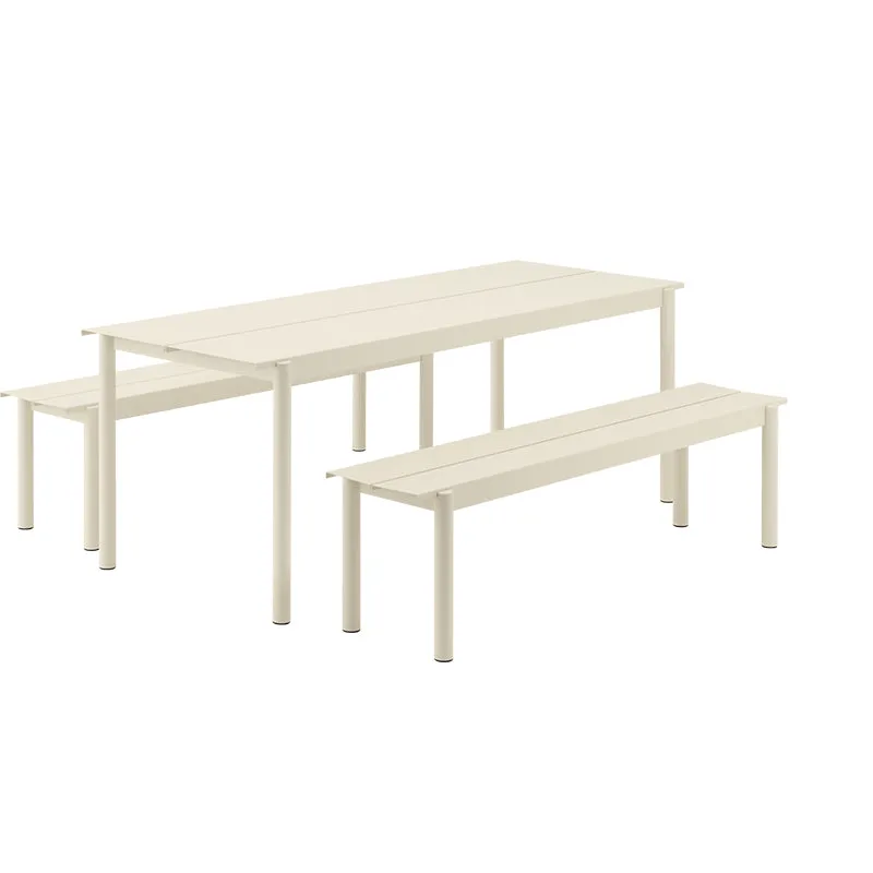 Linear Steel Table, Off White 200cm