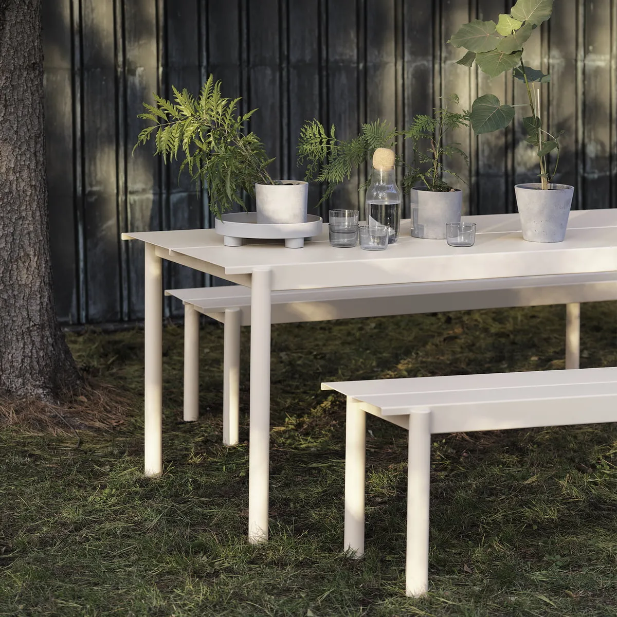 Linear Steel Table, Off White 200cm