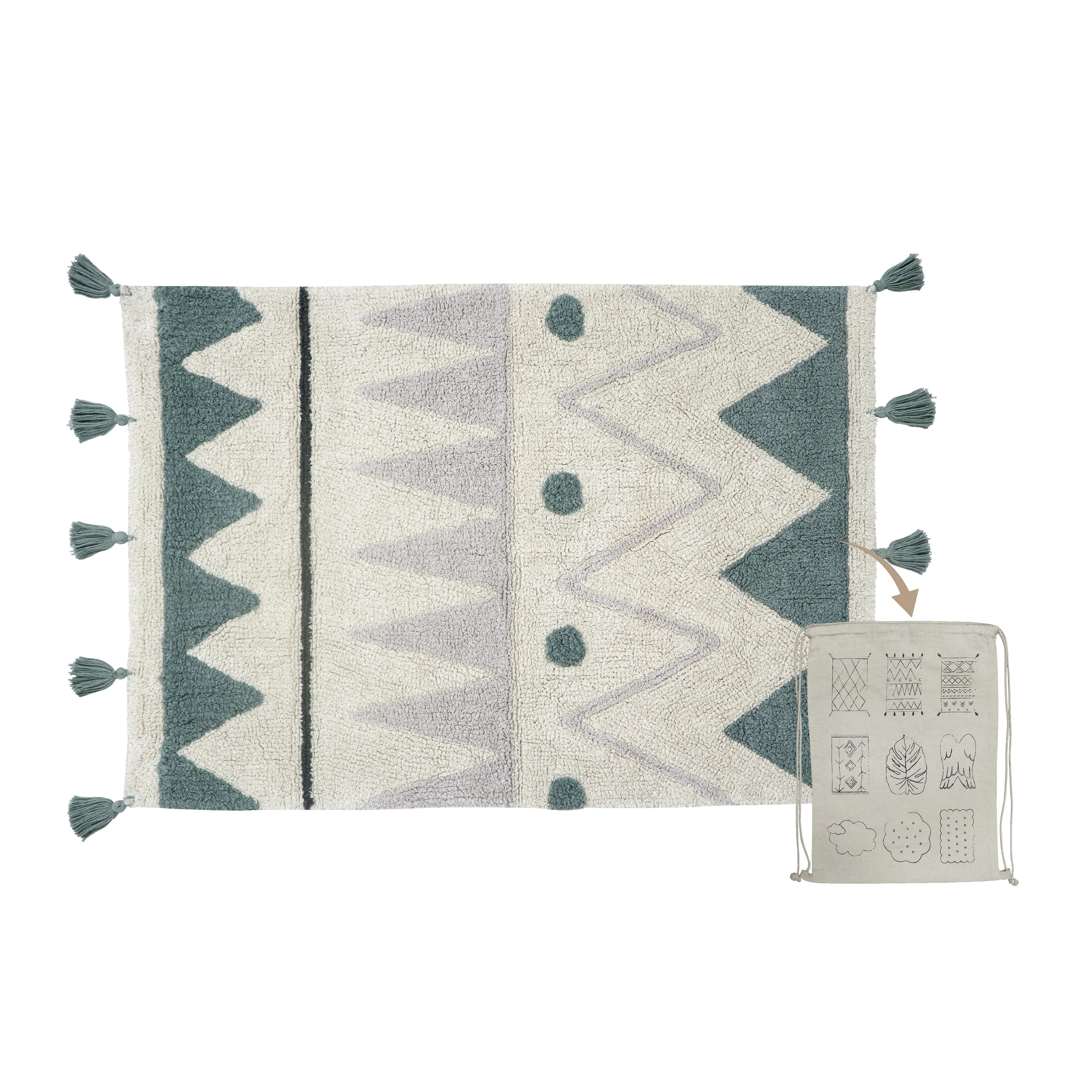 Lorena Canals Mini Ones Mini Azteca Machine Washable Cotton Rug