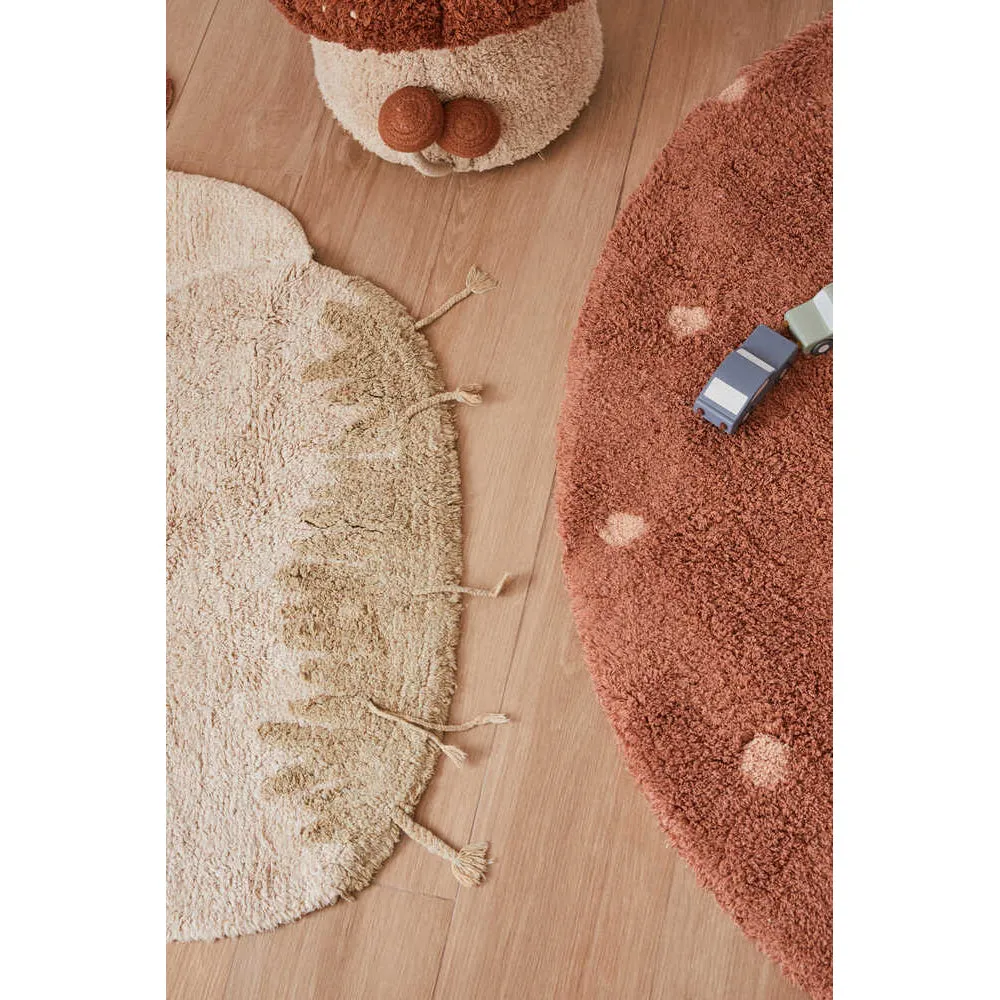 Lorena Canals Mushroom Hunters Boletus Machine Washable Cotton Rug - 120x120cm (Pre-Order; Est. Delivery in 4-8 Weeks)