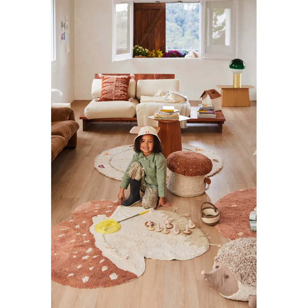 Lorena Canals Mushroom Hunters Boletus Machine Washable Cotton Rug - 120x120cm (Pre-Order; Est. Delivery in 4-8 Weeks)
