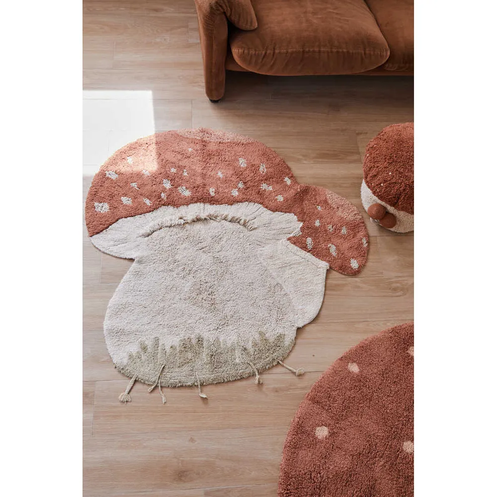 Lorena Canals Mushroom Hunters Boletus Machine Washable Cotton Rug - 120x120cm (Pre-Order; Est. Delivery in 4-8 Weeks)