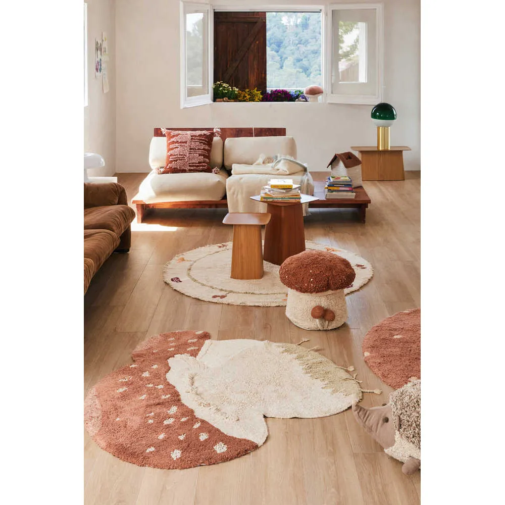 Lorena Canals Mushroom Hunters Boletus Machine Washable Cotton Rug - 120x120cm (Pre-Order; Est. Delivery in 4-8 Weeks)