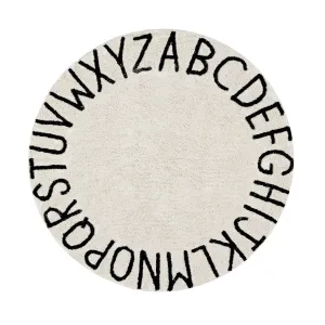 Lorena Canals Round ABC Natural-Negro/Natural-Black Washable Cotton Rug (Pre-Order; Est. Delivery in 4-8 Weeks)