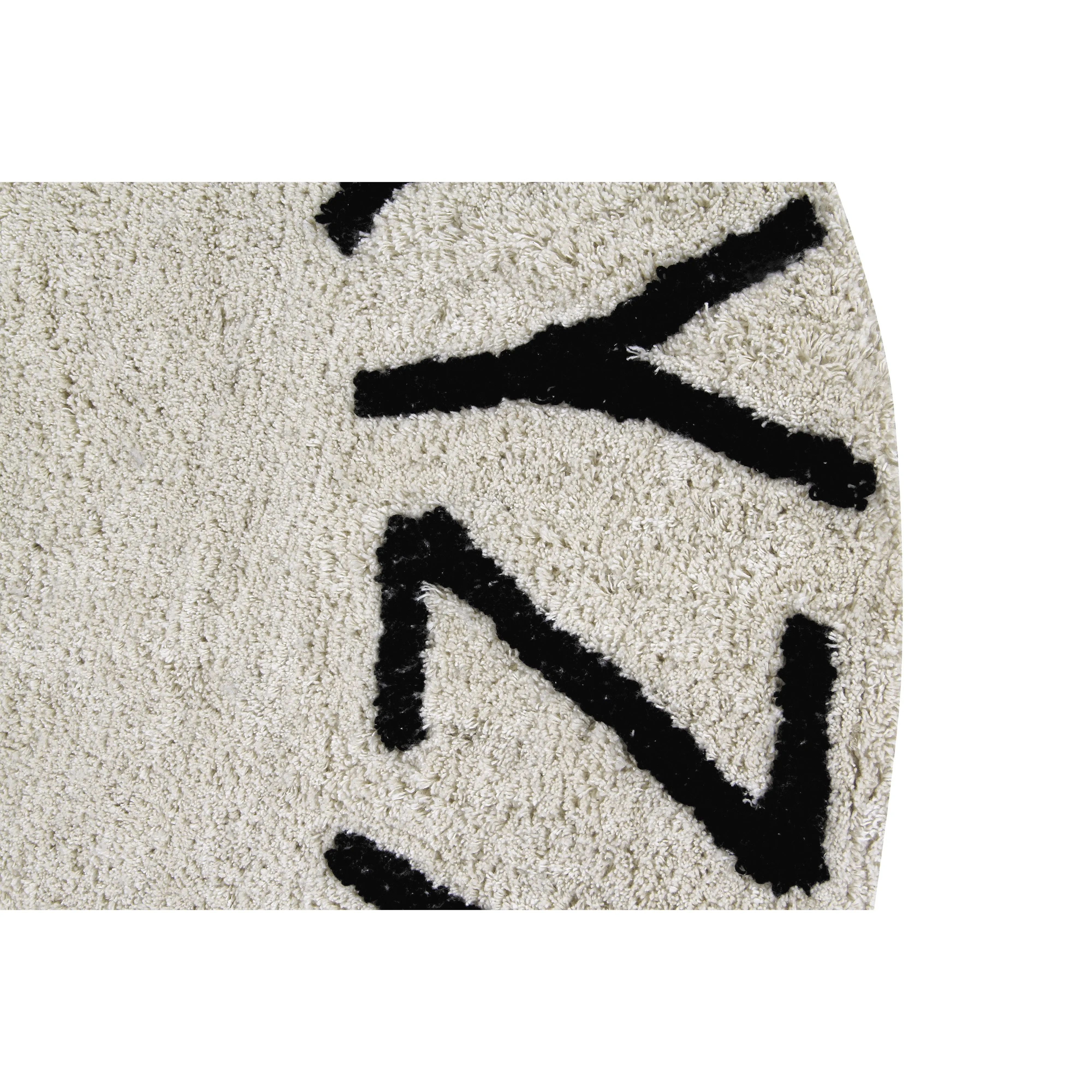 Lorena Canals Round ABC Natural-Negro/Natural-Black Washable Cotton Rug (Pre-Order; Est. Delivery in 4-8 Weeks)