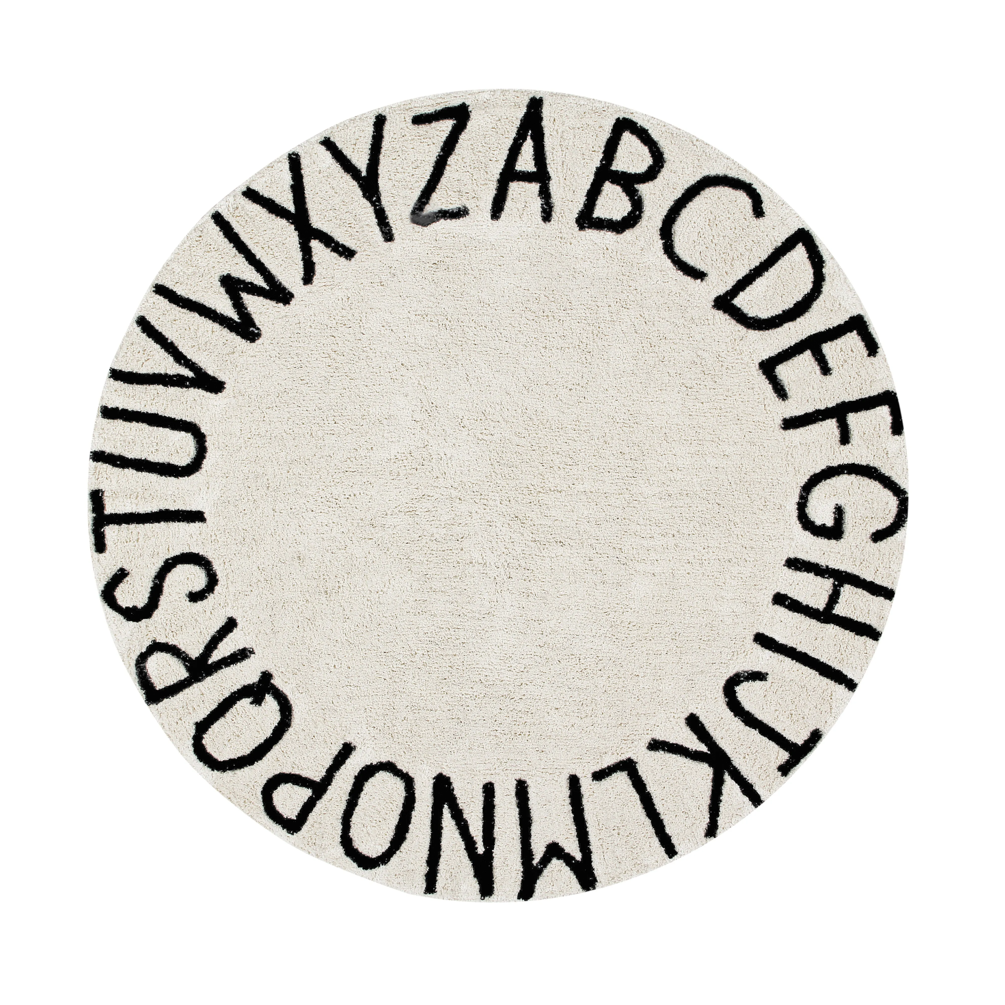 Lorena Canals Round ABC Natural-Negro/Natural-Black Washable Cotton Rug (Pre-Order; Est. Delivery in 4-8 Weeks)