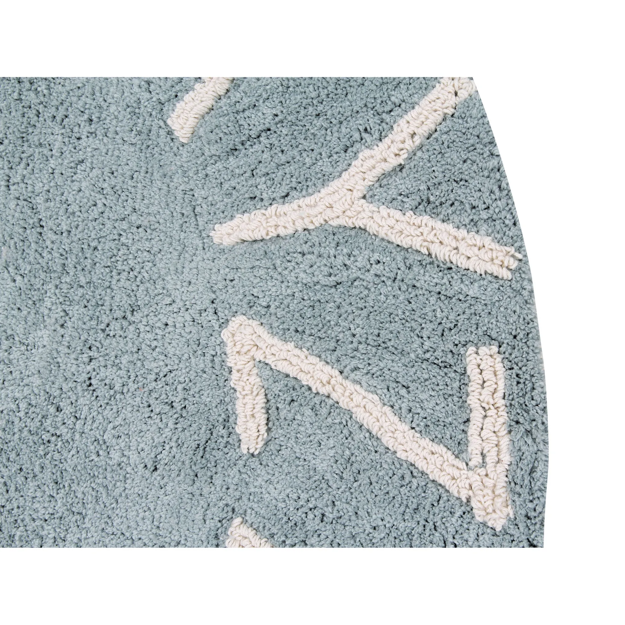Lorena Canals Round ABC Vintage Blue Natural Washable Cotton Rug (Pre-Order; Est. Delivery in 4-8 Weeks)