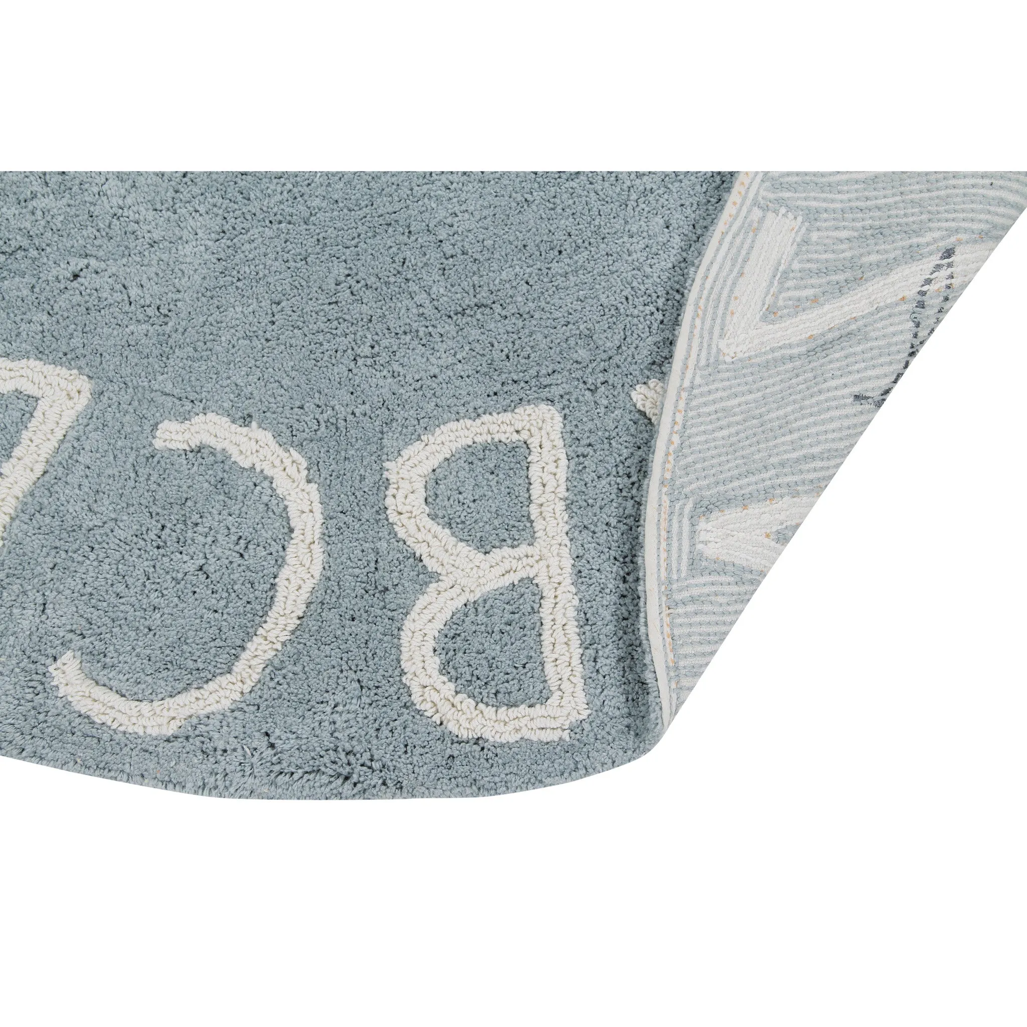 Lorena Canals Round ABC Vintage Blue Natural Washable Cotton Rug (Pre-Order; Est. Delivery in 4-8 Weeks)
