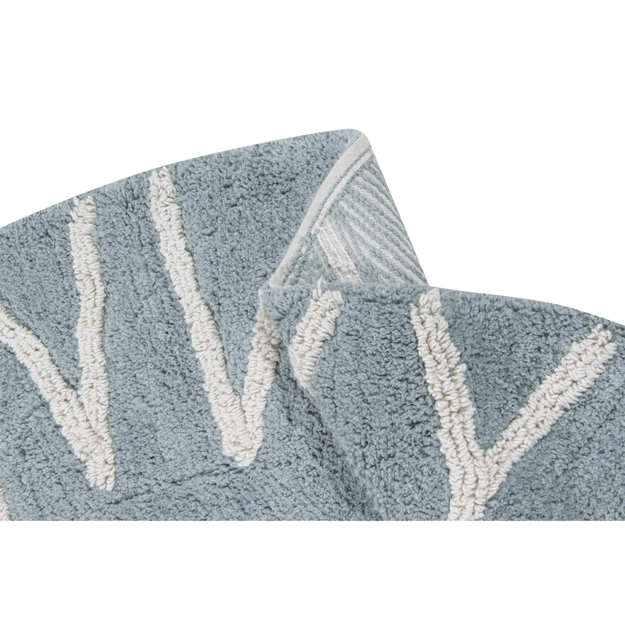 Lorena Canals Round ABC Vintage Blue Natural Washable Cotton Rug (Pre-Order; Est. Delivery in 4-8 Weeks)